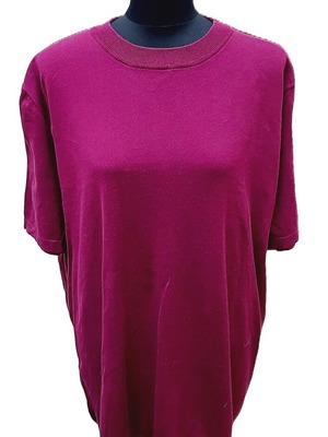 Vintage women's knitted blouse with short sleeves, cyclamen, used