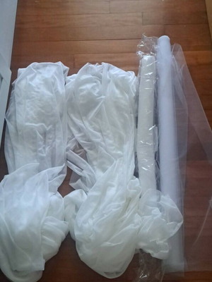 Chiffon and tulle fabrics new, 2 white tulles, 3 chiffon fabrics