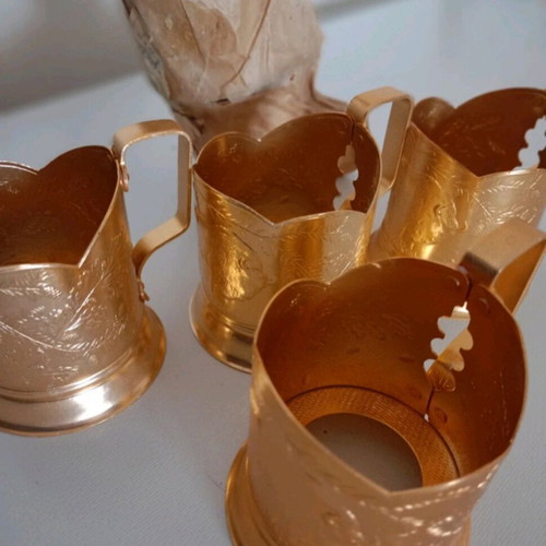 Vintage glass holders new, at least 45 years old, unused