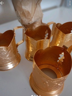 Vintage glass holders new, at least 45 years old, unused