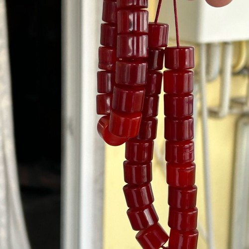 Mastic-Miski Kompoloi used with authentic red beads and old rod