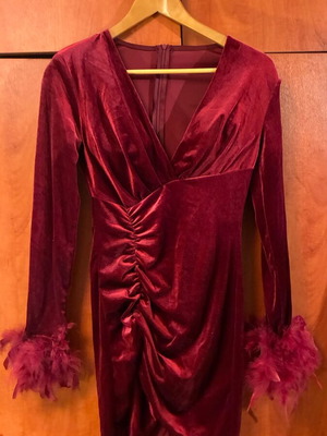 Dress new burgundy, ideal for Christmas Eve, size S