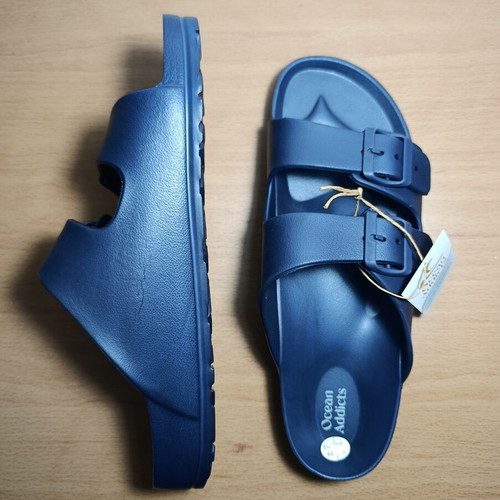 Ocean Addicts men's double buckle slippers, blue, size 44