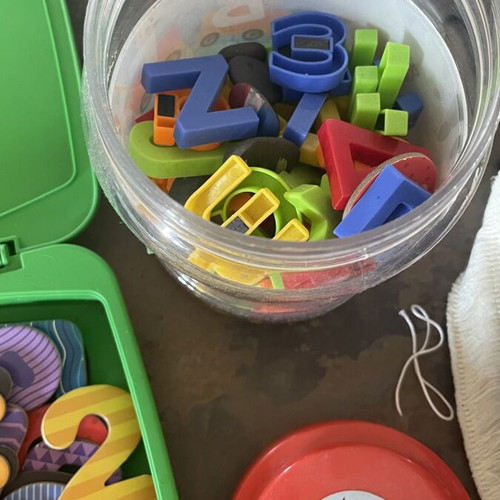 Double-sided magnetic and chalkboard with letters and numbers