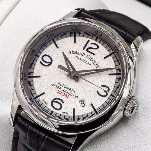 Armand Nicolet Αυτόματο ρολόι καινούργιο, 42mm, μαύρο και άσπρο