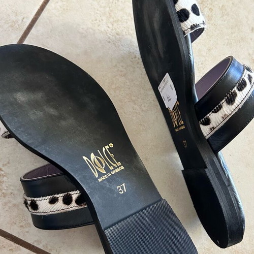 Dolce flat sandals new, black and white, size 37