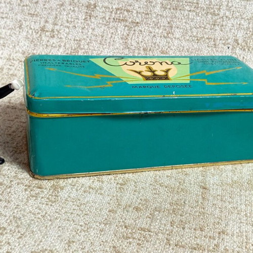 Corona Litho metal box used for lighter flints vintage