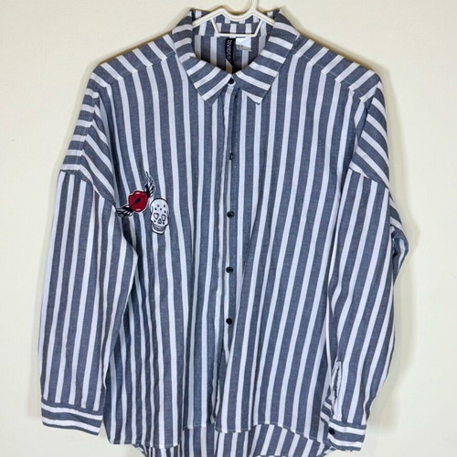 Cotton shirt H&M white and grey like new, size M