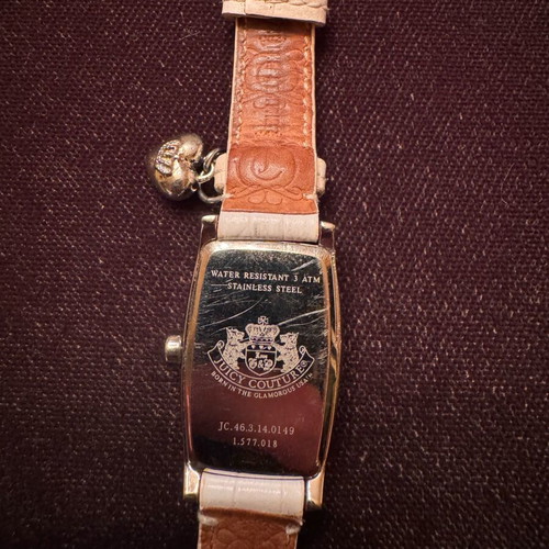 Juicy Couture leather watch used, white strap, stainless steel