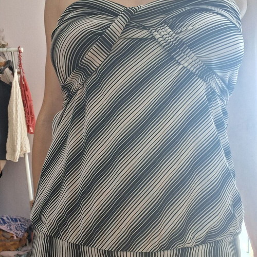 Bershka top black and white stripes S/M