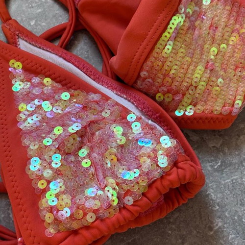 Killah women's swimsuit orange with sequins like new