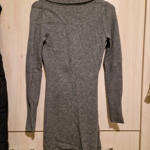 Tommy Hilfiger long-sleeve dress like new, XS, grey wool with belt detail