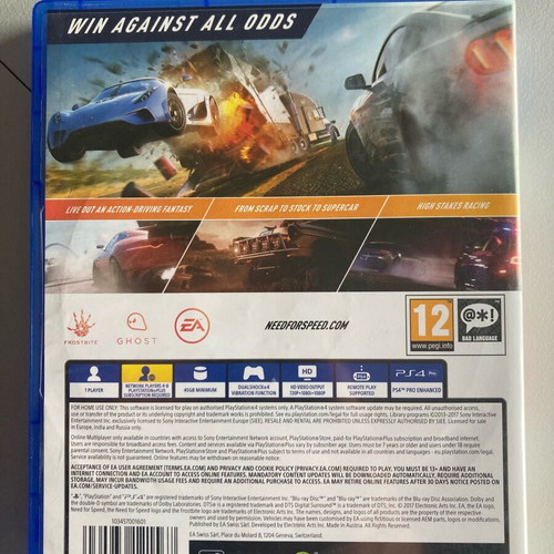 Need for Speed Payback PS4 game like new, complete with case