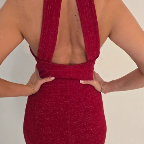 Greek dress size M/L, red with subtle shimmer