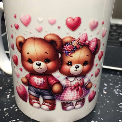 Mug with teddy bear design new, set of 2 pieces