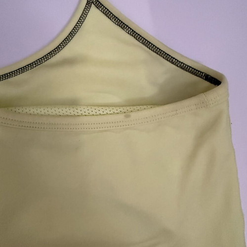 Reebok sports top used, black and yellow, size S