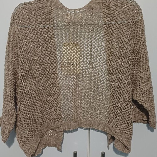 Knitted bolero jacket new, beige with perforated design