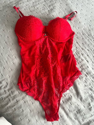 red lace bodysuit with padded bra