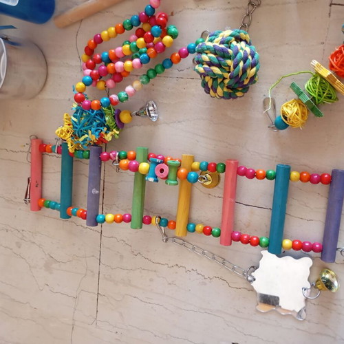 Bird accessories and toys set with transport bag like new