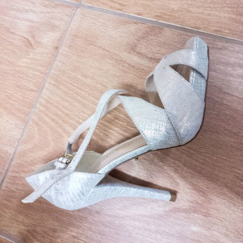 BDBA sandals like new, leather, silver, 12cm heel, size 39