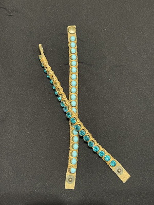 Leather bracelets with semi-precious stones like new, blue strass and turquoise matte