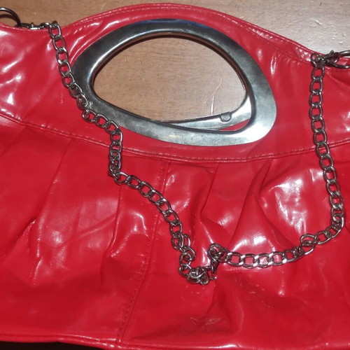 Red handbag made of leatherette, like new