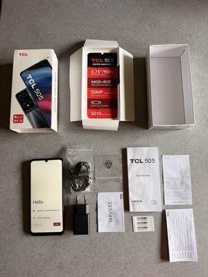 TCL 505 4G 64GB 4GB used black smartphone with minor corner damage