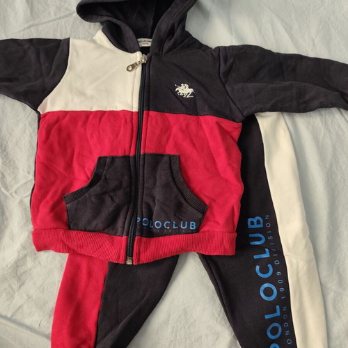 Polo Club London toddler tracksuit set 18M, black red white