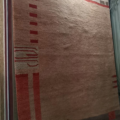 Handmade wool rug 2.00x3.00 new, India with terracotta and brown details