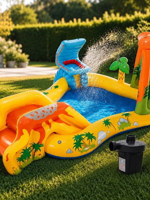 Inflatable Kids Water Park 5-in-1 with Slide and Pump, New