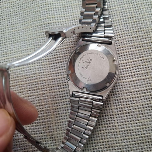 Seiko 5 μεταχειρισμένο ανδρικό ρολόι ατσάλινο με μαύρο καντράν