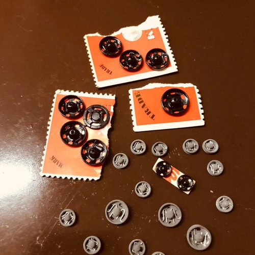 Metal snaps new, pack of 25 pieces, black and gray