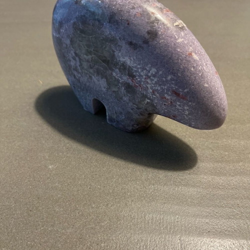 Bear figurine from lepidolite with pink tourmaline new