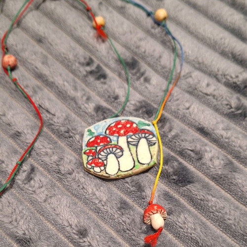 Boho necklace new, handmade, hand-painted, multicolored
