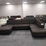 Brown-gray leather corner sofa CARO new with storage function