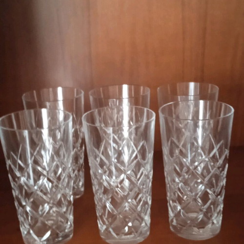 Crystal water glasses set of five like new, engraved