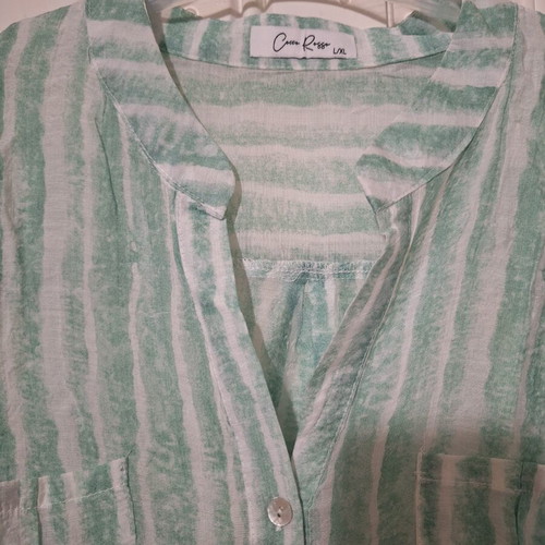 Striped shirt white and mint like new, size L-XL