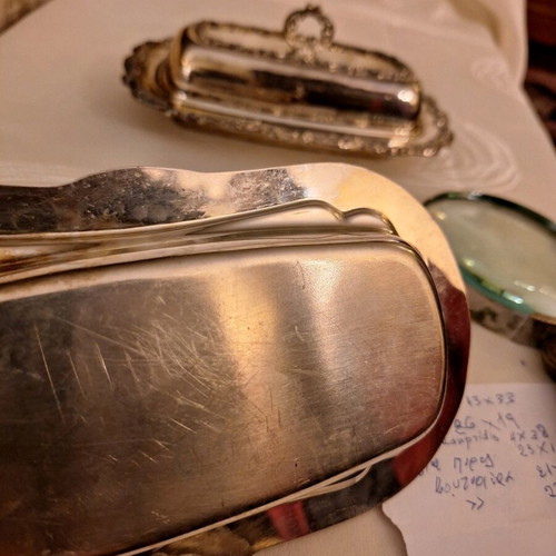 Silver-plated butter dishes 2 new from America with Rogers crystal