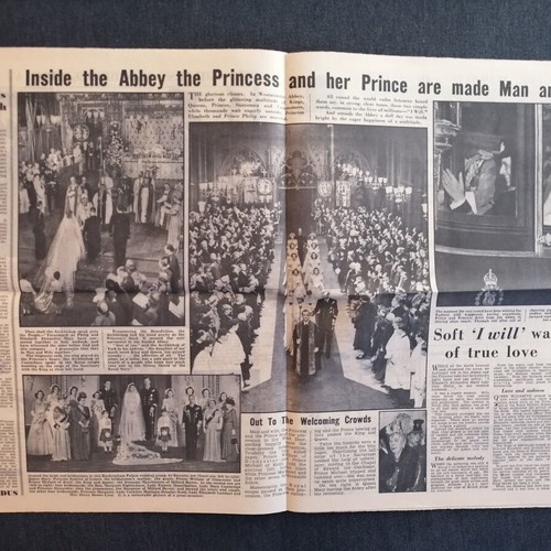 Daily Graphic newspaper used, Royal Wedding of Elizabeth 1947