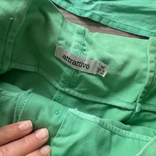 Attrattivo women set green like new, cotton trousers and blouse