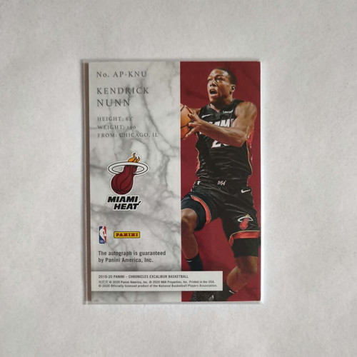 Kendrick Nunn Rookie Autograph Card Panini Chronicles 2019-2020 like new
