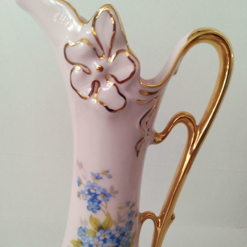 Hand-painted pink pitcher used, Made in Czechoslovakia