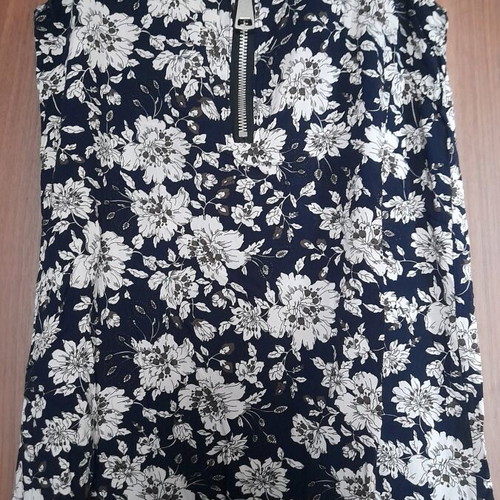 A-line mini dress floral with zipper used, black and blue