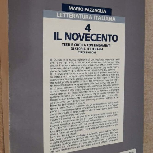 Letteratura Italiana Il Novecento 4 by M. Pazzaglia used