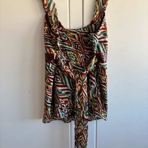 Top with sequins Y2K ethnic print, size M, new