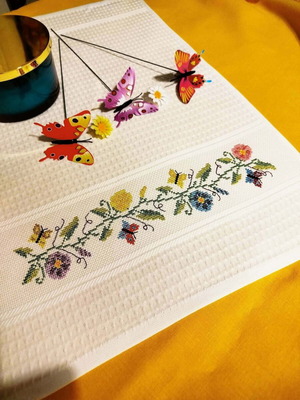 Set of two embroidered kitchen towels new