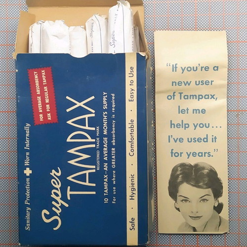 Vintage rare Tampax Super 10 tampon box used