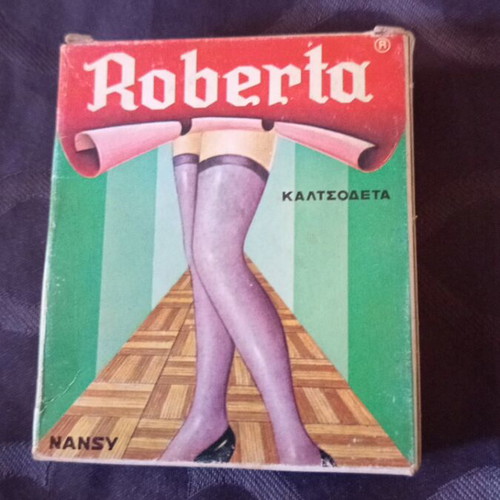 Vintage Roberta stockings with garters 70s-80s new, beige