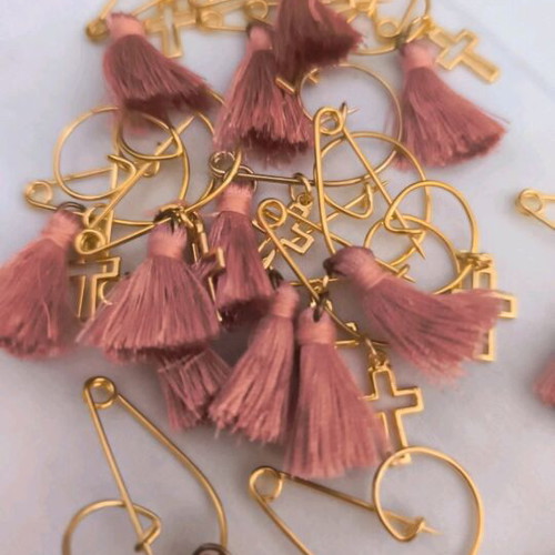 Baptism favors new, pack of 60 in dusty rose with gold pin