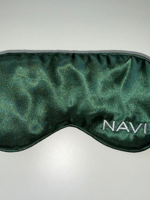 Sleep mask green new satin with white embroidery